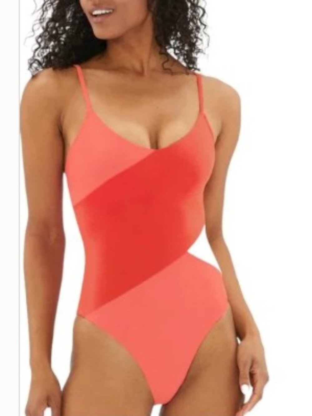 summersalt Coral and Red Colorblock One-Piece Swimsuit